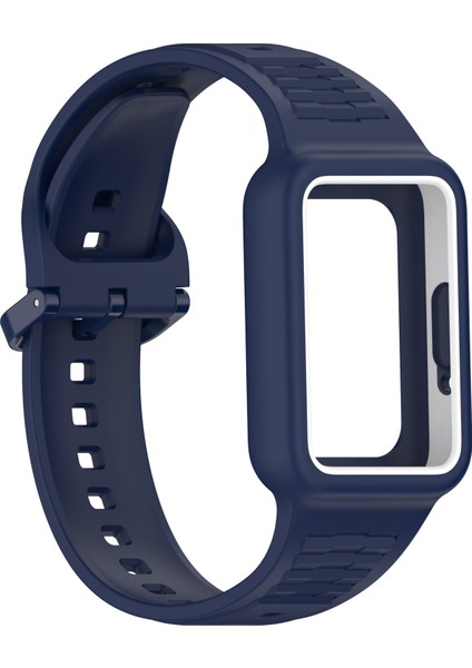 Samsung Galaxy Fit3 (SM-R390) Saat Kayışı Için Kılıflı Entegre Silikon Saat Bandı - Gece Mavisi (Yurt Dışından) indirimleri