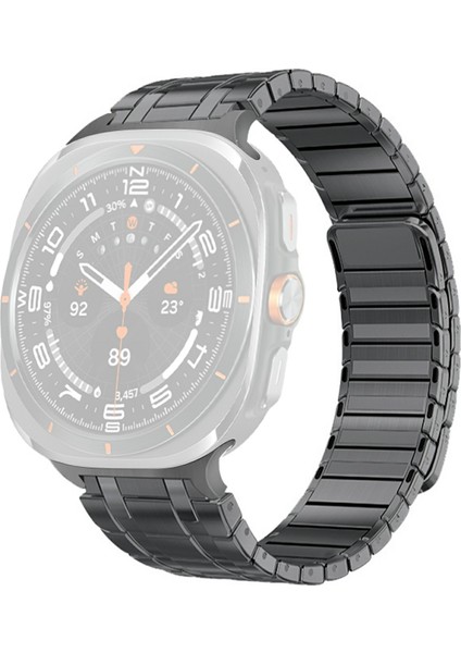 Samsung Galaxy Watch Ultra 47MM Saat Kayışı Manyetik Paslanmaz Çelik Yedek Kayış - Kararma (Yurt Dışından)