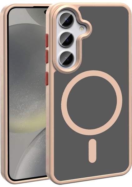 Galaxy S25 Plus Kılıf M-Safe Şarj Özellikli Mat Arka Yüzey Tkgn Sio Kapak - Rose Gold