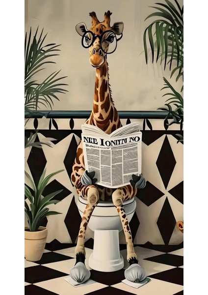 |banyo ve Tuvalet Paspası Gazete Okuyan Zürafa Motifi Modern Tasarım|paspas fiyatları