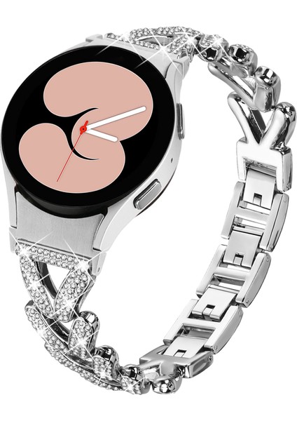 Samsung Galaxy Watch4/watch5 40MM/44MM/45MM Taşlı Dekor Saat Kayışı - Gümüş Için Hızlı Çıkarma Bağlantılı Çinko Alaşımlı Saat Kayışı (Yurt Dışından) fiyatları