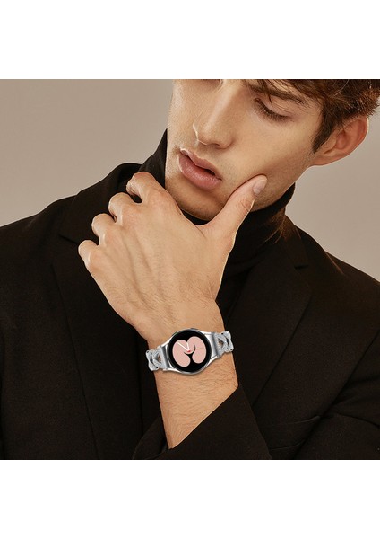 Samsung Galaxy Watch4/watch5 40MM/44MM/45MM Taşlı Dekor Saat Kayışı - Gümüş Için Hızlı Çıkarma Bağlantılı Çinko Alaşımlı Saat Kayışı (Yurt Dışından) fırsatları