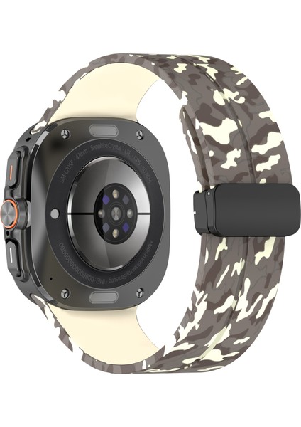 Samsung Galaxy Watch Ultra 47MM Saat Kayışı Kamuflaj Desenli Silikon Kayış ve Manyetik Toka - Starlight (Yurt Dışından)