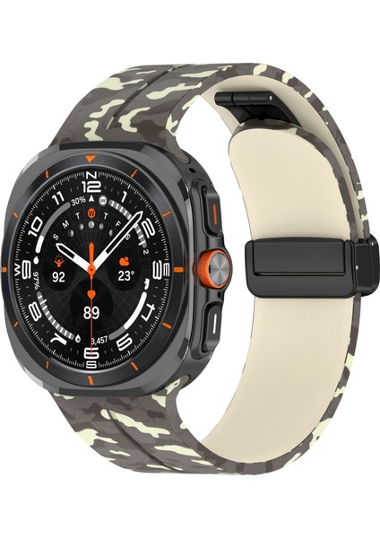 Samsung Galaxy Watch Ultra 47MM Saat Kayışı Kamuflaj Desenli Silikon Kayış ve Manyetik Toka - Starlight (Yurt Dışından) indirimleri