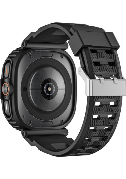 Samsung Galaxy Watch Ultra 47MM Saat Kayışı Tpu Bant ve Pc Saat Kılıfı - Siyah (Yurt Dışından)