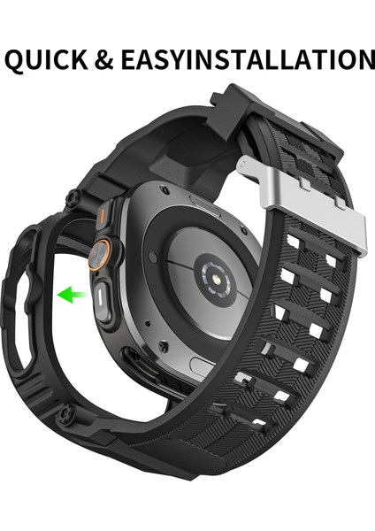 Samsung Galaxy Watch Ultra 47MM Saat Kayışı Tpu Bant ve Pc Saat Kılıfı - Siyah (Yurt Dışından) modelleri