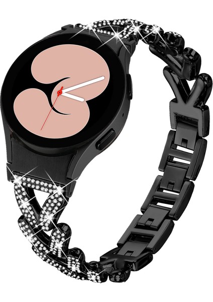 Samsung Galaxy Watch7 44MM/40MM Bükülmüş Saat Kayışı - Siyah Için Konnektörlü Çinko Alaşımlı Saat Bandı Yapay Elmas Dekor (Yurt Dışından) fiyatları