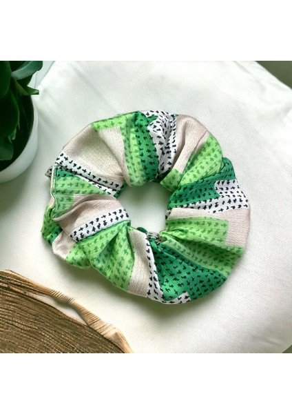 Yeşil Renk Desenli Büyük Boy Simit Toka