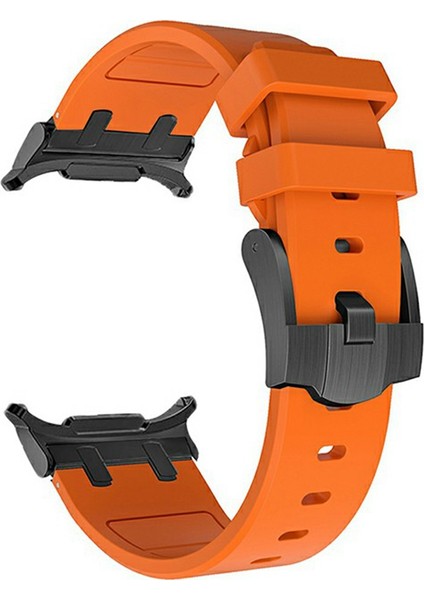 Samsung Galaxy Watch Ultra 47MM Saat Kayışı Yedek Silikon Saat Bandı - Siyah + Turuncu (Yurt Dışından)
