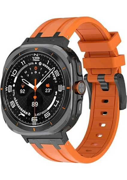 Samsung Galaxy Watch Ultra 47MM Saat Kayışı Yedek Silikon Saat Bandı - Siyah + Turuncu (Yurt Dışından) fırsatları