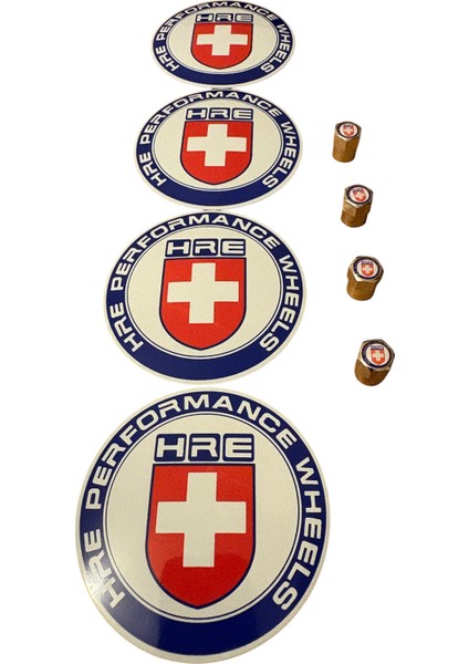 Hre 65 mm Alüminyum 4 Adet Jant Böbek Stıcker ve 4 Adet Hre Logolu Alüminyum Sibop Kapak