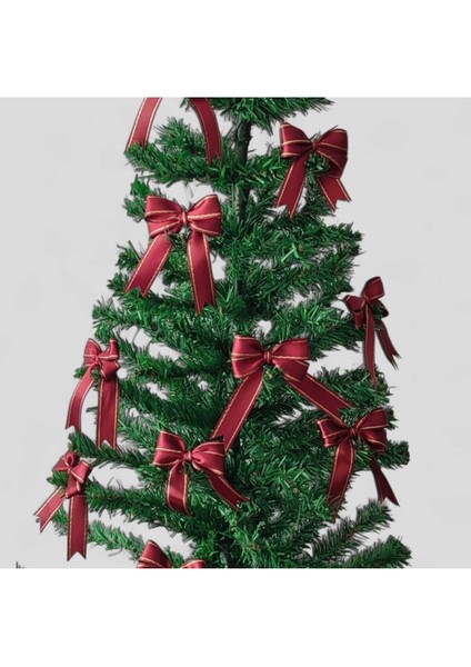15 Adet Kırmızı Yılbaşı Çam Ağaçı Fiyonk Kurdele Yeni Yıl Noel Parti Dekorasyon Süsleri 7x7,5cm modelleri