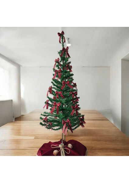 15 Adet Kırmızı Yılbaşı Çam Ağaçı Fiyonk Kurdele Yeni Yıl Noel Parti Dekorasyon Süsleri 7x7,5cm fırsatları