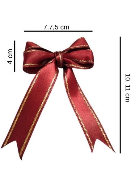 15 Adet Kırmızı Yılbaşı Çam Ağaçı Fiyonk Kurdele Yeni Yıl Noel Parti Dekorasyon Süsleri 7x7,5cm