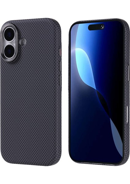 iPhone 17 Kılıf M-Safe Şarj Özellikli Karbon Fiber Görünümlü Tkgn Nekst Kapak - Siyah
