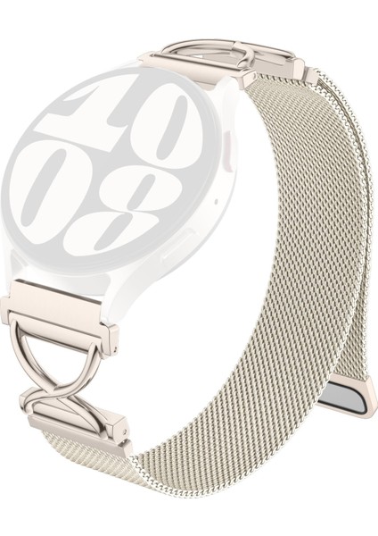 Samsung Galaxy Watch Active2 40MM/44MM Milano Bantlı Elektroliz Kaplama Paslanmaz Çelik Manyetik Saat Kayışı ve x Şeklinde Bağlantı Parçası - Starlight (Yurt Dışından)