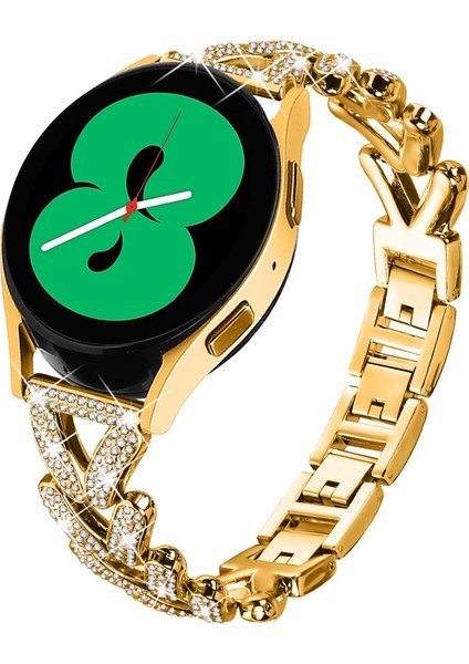 Samsung Galaxy Watch Active2 44MM/40MM Saat Kayışı Yedek Parçası Için Çinko Alaşımlı Bükülmüş Saat Kayışı Yapay Elmas Dekoru - Altın (Yurt Dışından) fiyatları