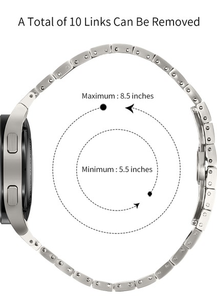 Samsung Galaxy Watch6 40MM/44MM/WATCH6 Classic 43MM/47MM Paslanmaz Çelik Kayış ve Hızlı Çıkarma Bağlantısı - Titanyum Gri (Yurt Dışından) fiyatları