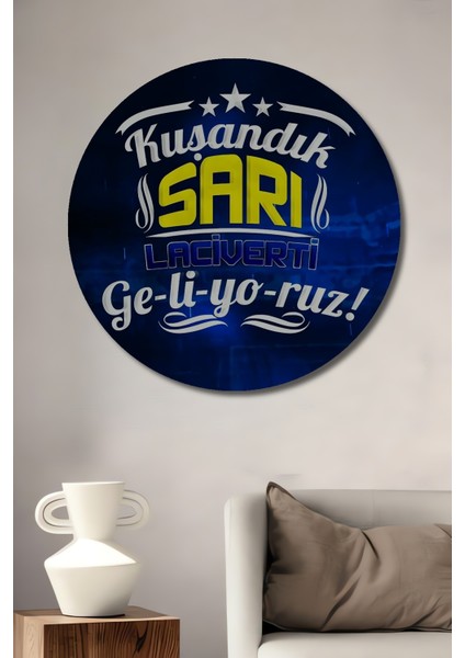 Kusandık Sarı Laciverti Tabela Yuvarlak Ev/işyeri Duvar Tablo