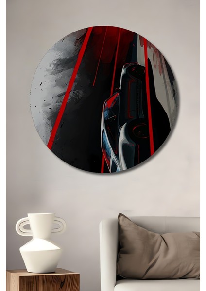 Kırmızı Hız Dekoratif Ahşap Mdf Ev/işyeri Duvar Tablo Yuvarlak Ev/işyeri Duvar Tablo