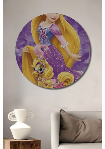 Rapunzel Prenses Ahşap Mdf Dekoratif Ev/işyeri Duvar Tablo Yuvarlak Ev/işyeri Duvar Tablo