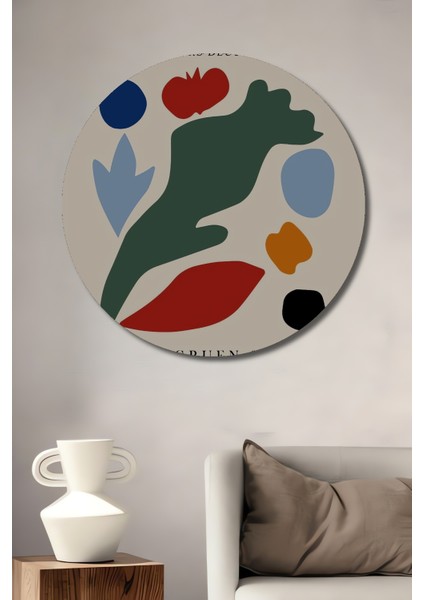 Matisse Tarzı Soyut Ahşap Mdf Dekoratif Ev/işyeri Duvar Tablo Yuvarlak Ev/işyeri Duvar Tablo