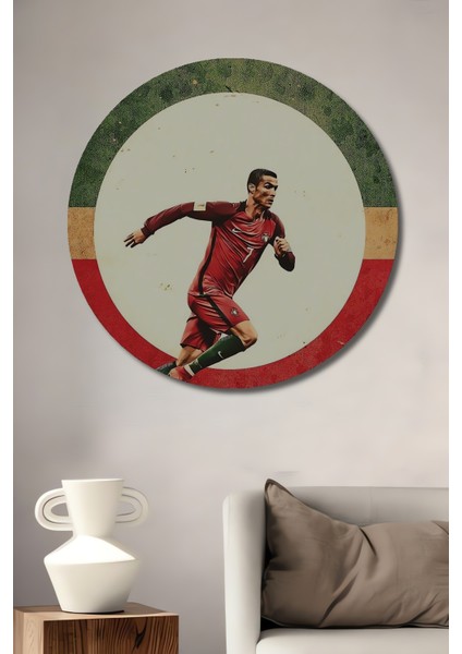 Futbolcu Dekoratif Ahşap Mdf Ev/işyeri Duvar Tablo Yuvarlak Ev/işyeri Duvar Tablo