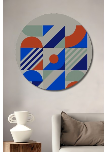 Bauhaus Geometrik Modern Desen Dekoratif Ahşap Mdf Tablo Yuvarlak Tablo
