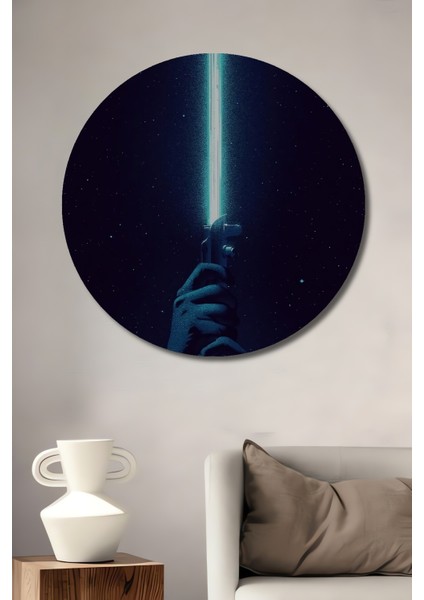 Işın Kılıcı Dekoratif Ahşap Mdf Ev/işyeri Duvar Tablo Yuvarlak Ev/işyeri Duvar Tablo