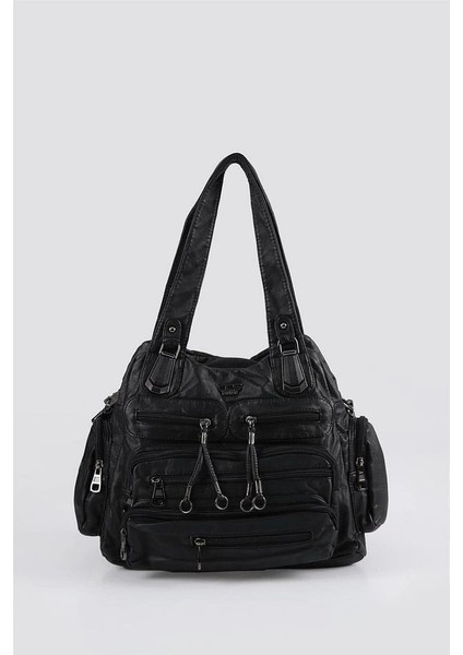 Miver Siyah Cilt Omuz Çantası