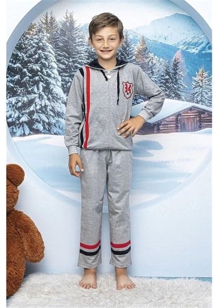 Erkek Çocuk Fermuarlı Kapşonlu Eşofman Takımı 5033 Hmd Yuppi