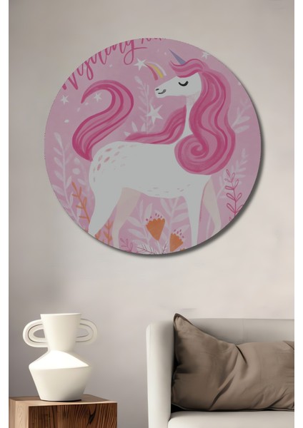 Unicorn Rüya Dekoratif Ahşap Mdf Ev/işyeri Duvar Tablo Yuvarlak Ev/işyeri Duvar Tablo