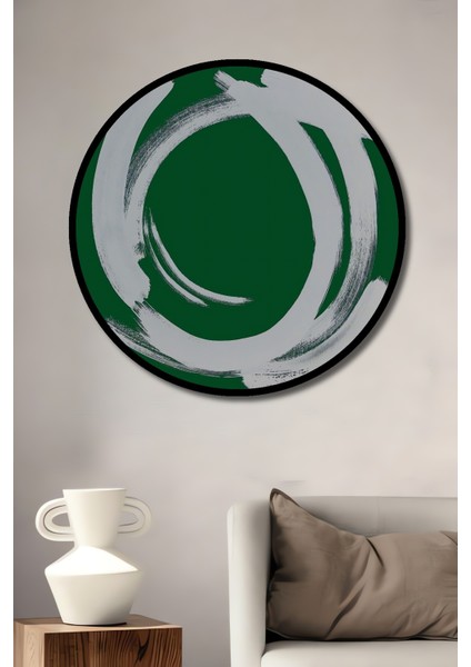 Çerçeve Görünümlü Zen Fırça Sanatı Dekoratif Ahşap Mdf Ev Duvar Tablo Yuvarlak Ev Duvar Tablo