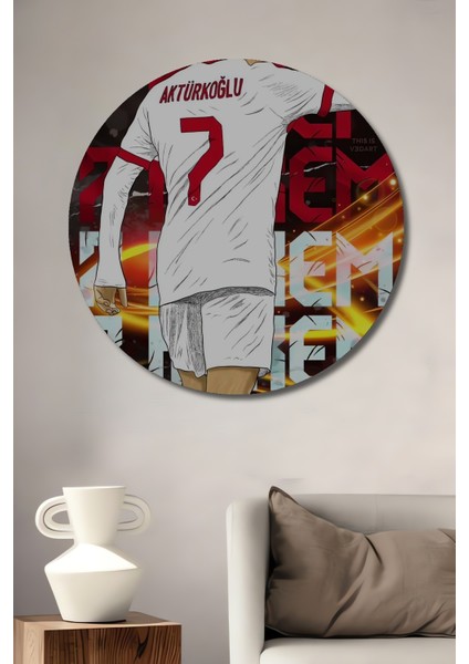 Kerem Aktürkoğlu Futbolcu Ahşap Mdf Dekoratif Ev/işyeri Duvar Tablo Yuvarlak Ev/işyeri Duvar Tablo