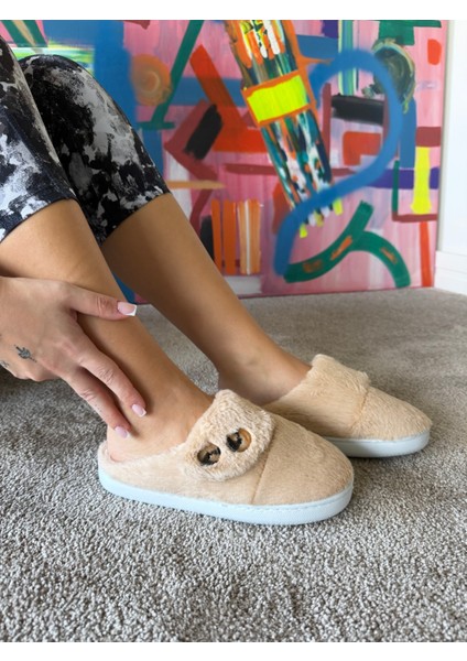 Kadın Süper Esnek Katlanabilir Taban Çok Yumuşak ve Hafif Peluş Ev Terliği