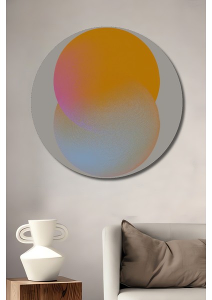 Pastel Tonlarda Dekoratif Ahşap Mdf Sanat Ev/işyeri Duvar Tablosu Yuvarlak Ev/işyeri Duvar Tablo
