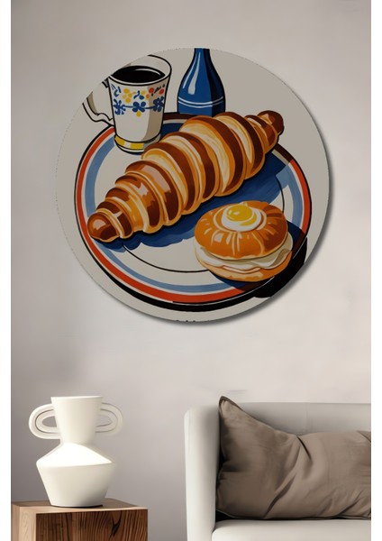 Fransız Kahvaltısı Ahşap Mdf Dekoratif Ev/işyeri Duvar Tablo Yuvarlak Ev/işyeri Duvar Tablo