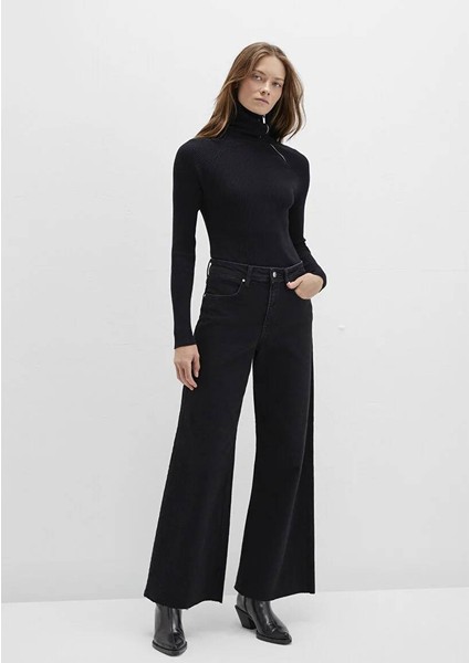 Fermuar Detaylı Dik Yaka Siyah Kazak 1710790-900 fiyatları