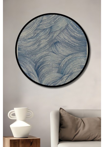 Çerçeve Görünümlü Dalga Hareketi Dekoratif Ahşap Mdf Ev Duvar Tablo Yuvarlak Ev Duvar Tablo