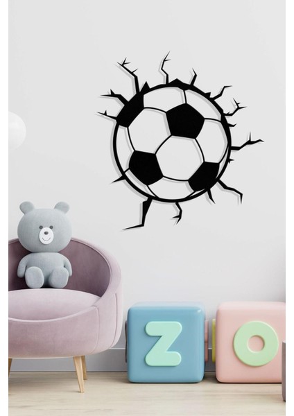 Futbol Topu Desenli Metal Duvar Dekoru | 3D Kırık Efektli Tablo