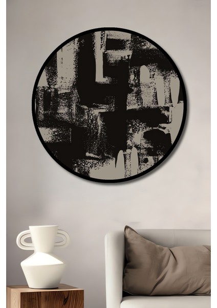 Çerçeve Görünümlü Soyut Sanat Dekoratif Ahşap Mdf Işyeri Duvar Tablo Yuvarlak Işyeri Duvar Tablo