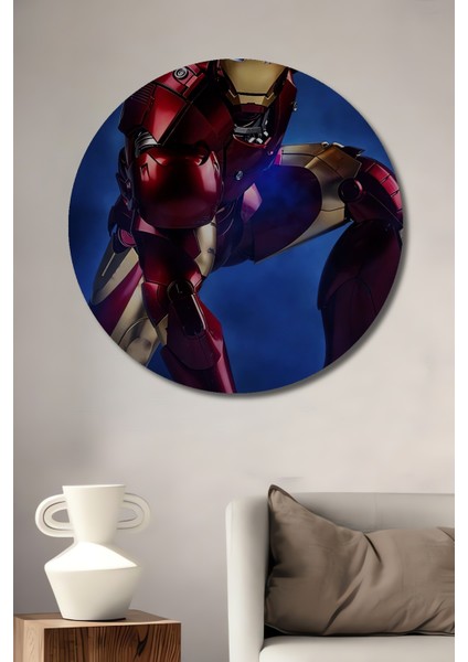 Iron Man Dekoratif Ahşap Mdf Ev/işyeri Duvar Tablo Yuvarlak Ev/işyeri Duvar Tablo