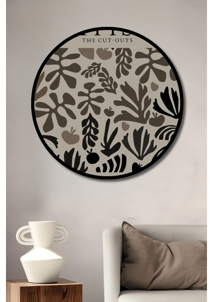 Çerçeve Görünümlü Matisse Kesitleri Dekoratif Ahşap Mdf Ev Duvar Tablo Yuvarlak Ev Duvar Tablo
