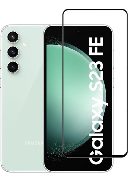 Galaxy S23 Fe Uyumlu Tam Kapatan Tamperli Cam Ekran Koruyucu Kırılmaz Cam