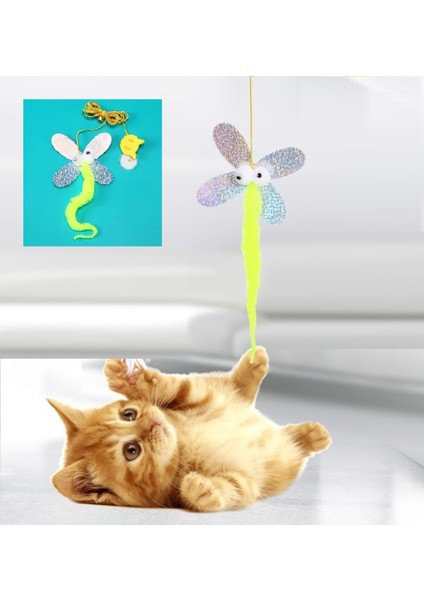 Kelebek Model Elastik Kendinden Yapışkanlı Kedi Oyun Oltası (4915)
