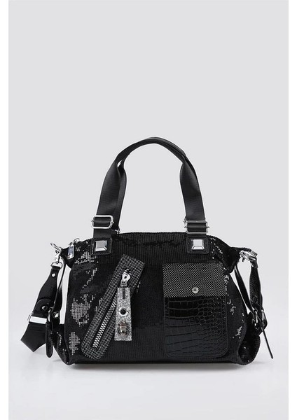 Merli Siyah Cilt Omuz Çantası