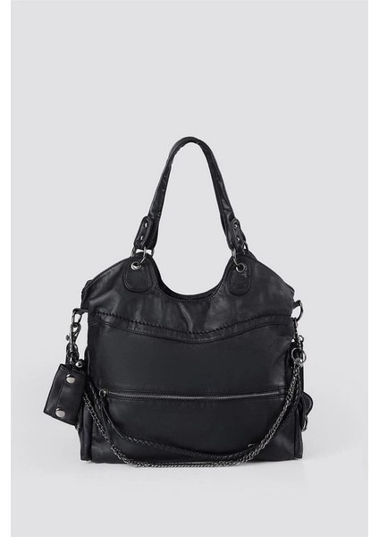 Silla Siyah Cilt Omuz Çantası