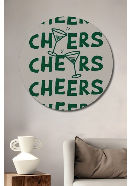 Cheers Kokteyl Kadehleri Ahşap Mdf Dekoratif Ev/işyeri Duvar Tablo Yuvarlak Ev/işyeri Duvar Tablo