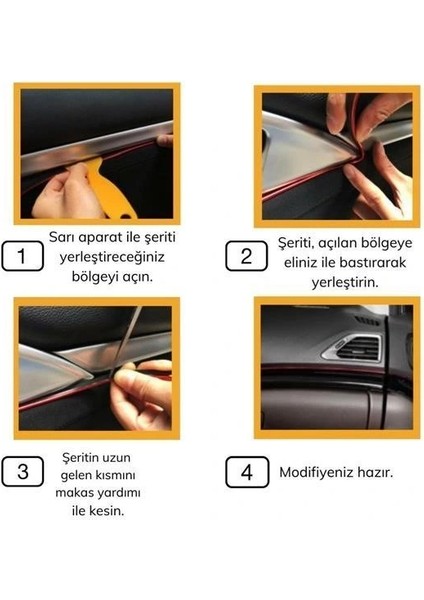 Buffer® Gold Araba Oto Trim Dekorasyon Şeridi Kauçuk Elastik Kolay Kurulum 5 Metre Şerit Bant indirimleri