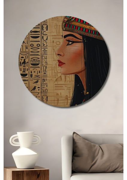 Kleopatra Antik Mısır Dekoratif Ahşap Mdf Ev/işyeri Duvar Tablo Yuvarlak Ev/işyeri Duvar Tablo